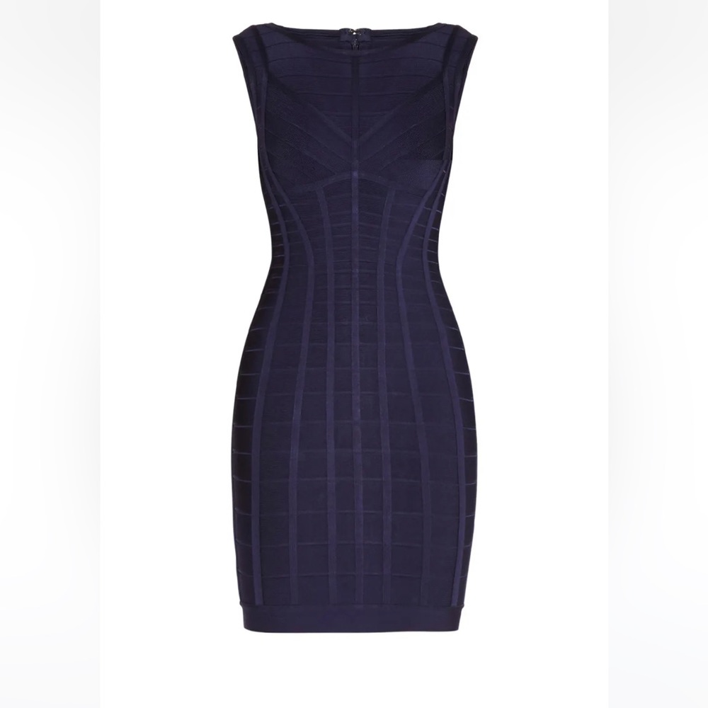 Herve Leger Navy Aida Bandage Dress